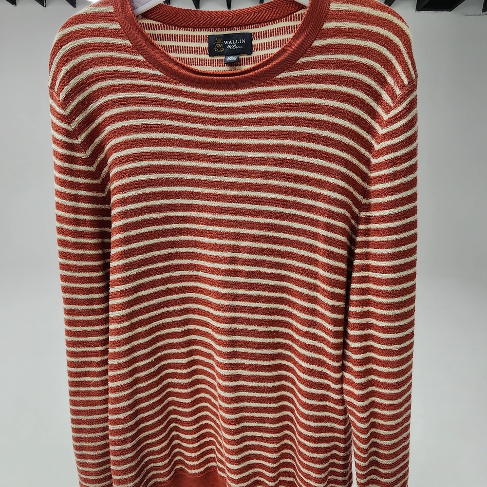Wallin & Bros Brick Red and Cream Striped Top